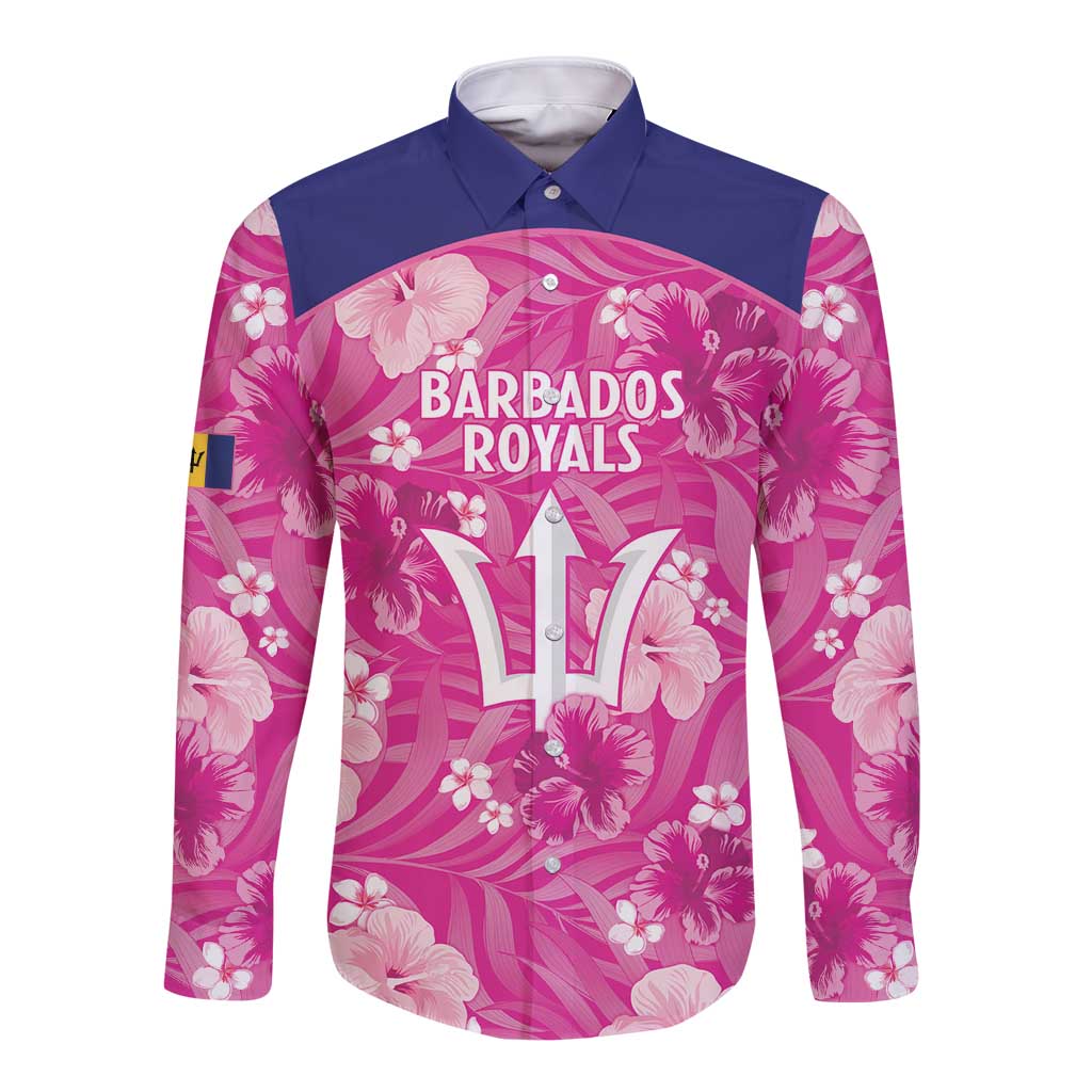 Custom Barbados Royals Cricket Long Sleeve Button Shirt 2025 Go Tridents Tropical Style - Wonder Print Shop