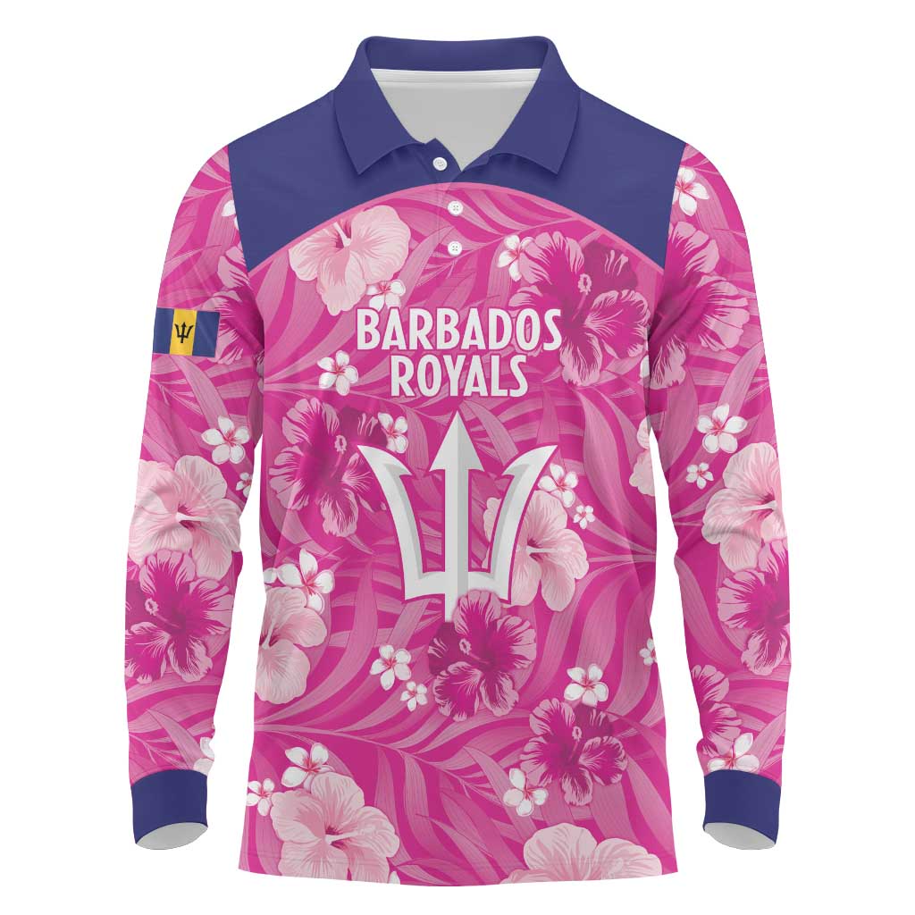 Custom Barbados Royals Cricket Long Sleeve Polo Shirt 2025 Go Tridents Tropical Style - Wonder Print Shop