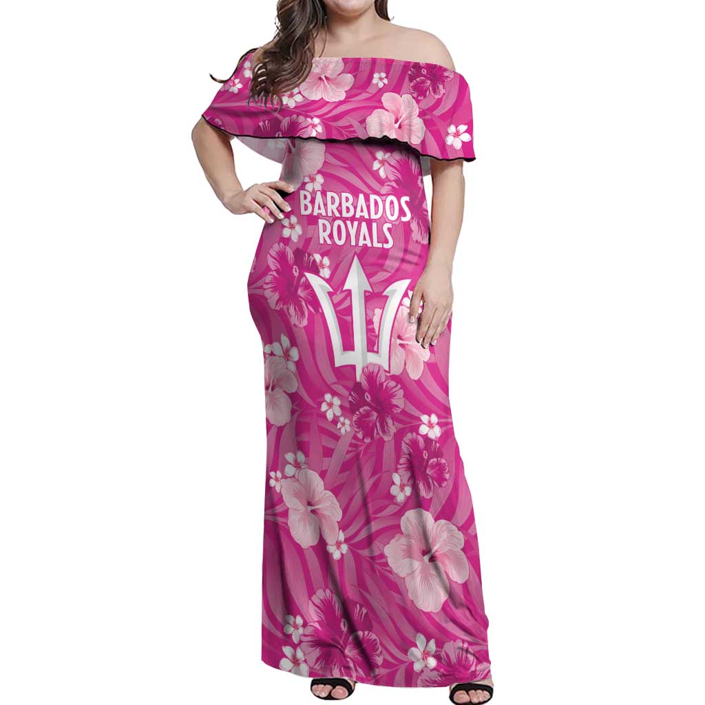 Custom Barbados Royals Cricket Off Shoulder Maxi Dress 2025 Go Tridents Tropical Style - Wonder Print Shop