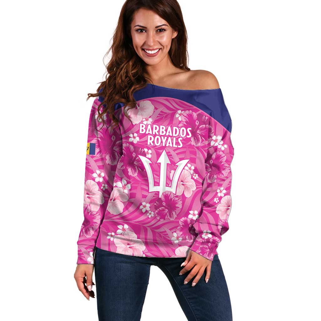 Custom Barbados Royals Cricket Off Shoulder Sweater 2025 Go Tridents Tropical Style - Wonder Print Shop
