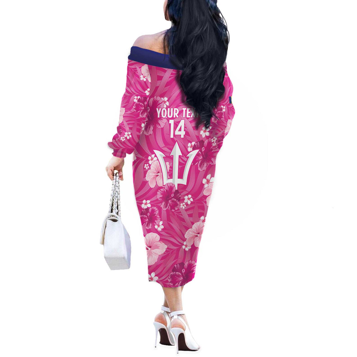 Custom Barbados Royals Cricket Off The Shoulder Long Sleeve Dress 2025 Go Tridents Tropical Style - Wonder Print Shop