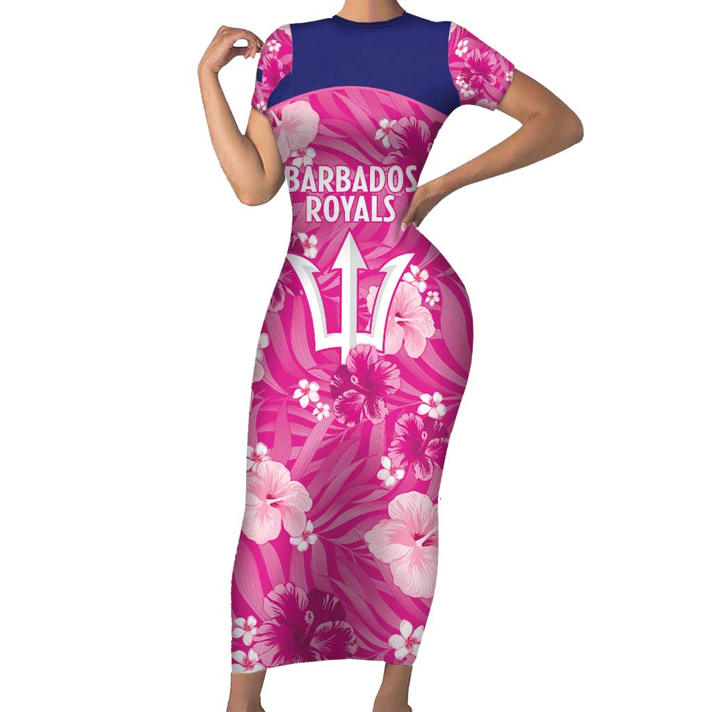Custom Barbados Royals Cricket Short Sleeve Bodycon Dress 2025 Go Tridents Tropical Style - Wonder Print Shop