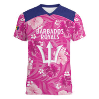 Custom Barbados Royals Cricket Women V-Neck T-Shirt 2025 Go Tridents Tropical Style - Wonder Print Shop