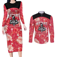 Custom Trinidad and Tobago Cricket Couples Matching Long Sleeve Bodycon Dress and Long Sleeve Button Shirt 2025 Go Knight Riders Tropical Style - Wonder Print Shop