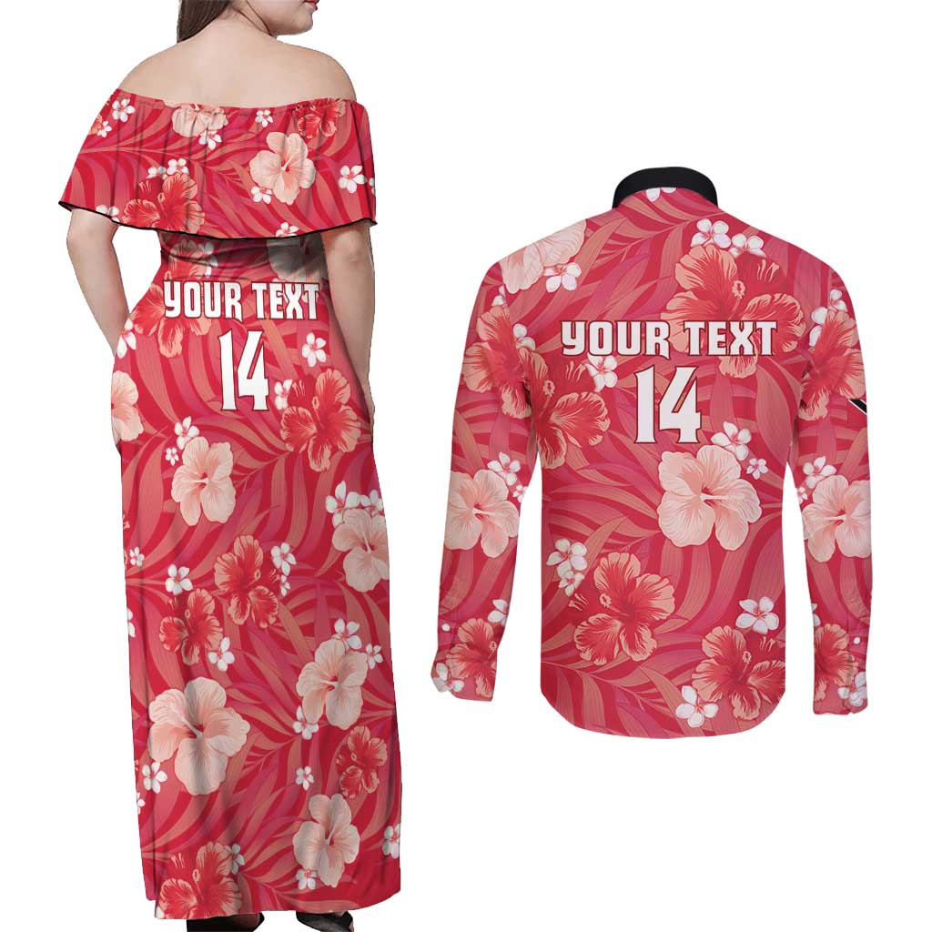Custom Trinidad and Tobago Cricket Couples Matching Off Shoulder Maxi Dress and Long Sleeve Button Shirt 2025 Go Knight Riders Tropical Style - Wonder Print Shop