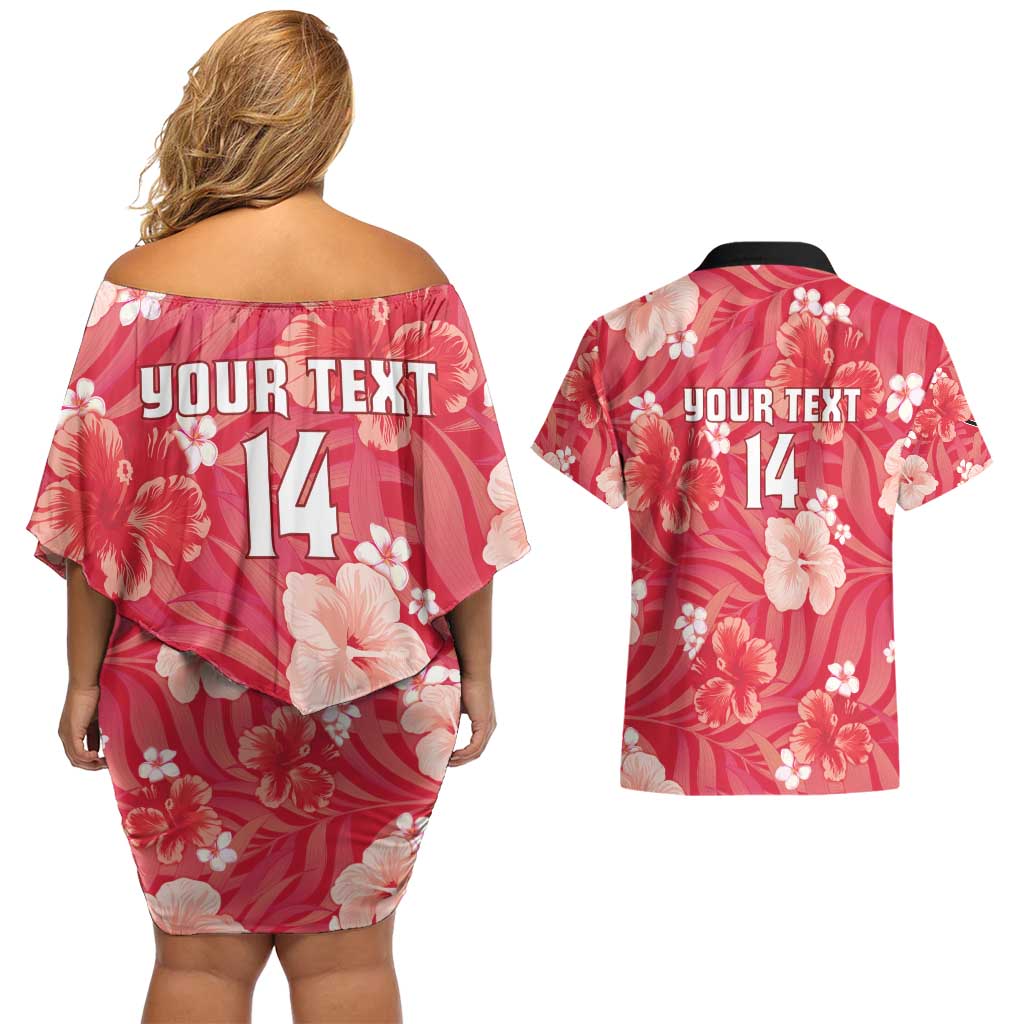 Custom Trinidad and Tobago Cricket Couples Matching Off Shoulder Short Dress and Hawaiian Shirt 2025 Go Knight Riders Tropical Style - Wonder Print Shop