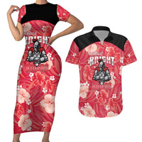Custom Trinidad and Tobago Cricket Couples Matching Short Sleeve Bodycon Dress and Hawaiian Shirt 2025 Go Knight Riders Tropical Style - Wonder Print Shop