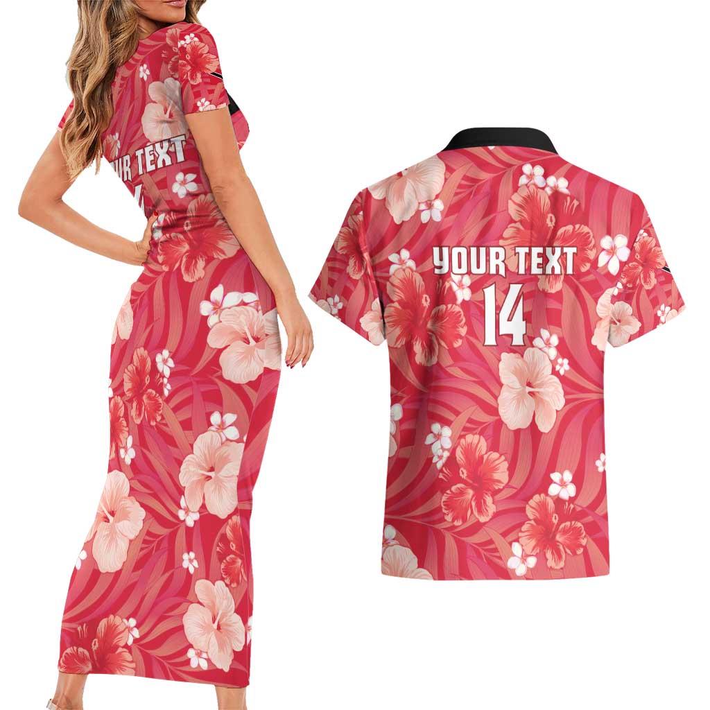 Custom Trinidad and Tobago Cricket Couples Matching Short Sleeve Bodycon Dress and Hawaiian Shirt 2025 Go Knight Riders Tropical Style - Wonder Print Shop