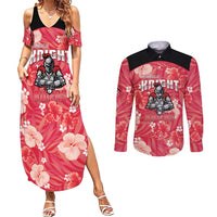 Custom Trinidad and Tobago Cricket Couples Matching Summer Maxi Dress and Long Sleeve Button Shirt 2025 Go Knight Riders Tropical Style - Wonder Print Shop