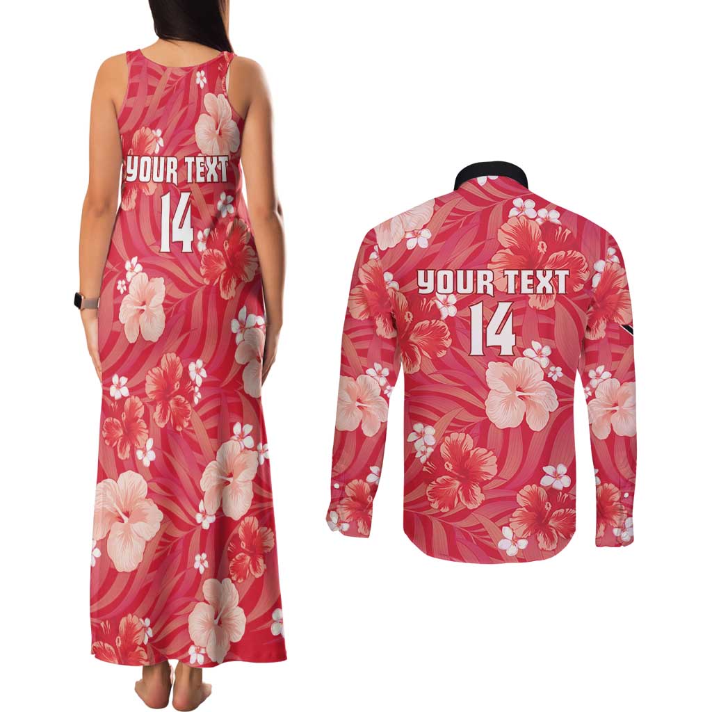 Custom Trinidad and Tobago Cricket Couples Matching Tank Maxi Dress and Long Sleeve Button Shirt 2025 Go Knight Riders Tropical Style - Wonder Print Shop
