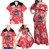 Custom Trinidad and Tobago Cricket Family Matching Off Shoulder Maxi Dress and Hawaiian Shirt 2025 Go Knight Riders Tropical Style - Wonder Print Shop