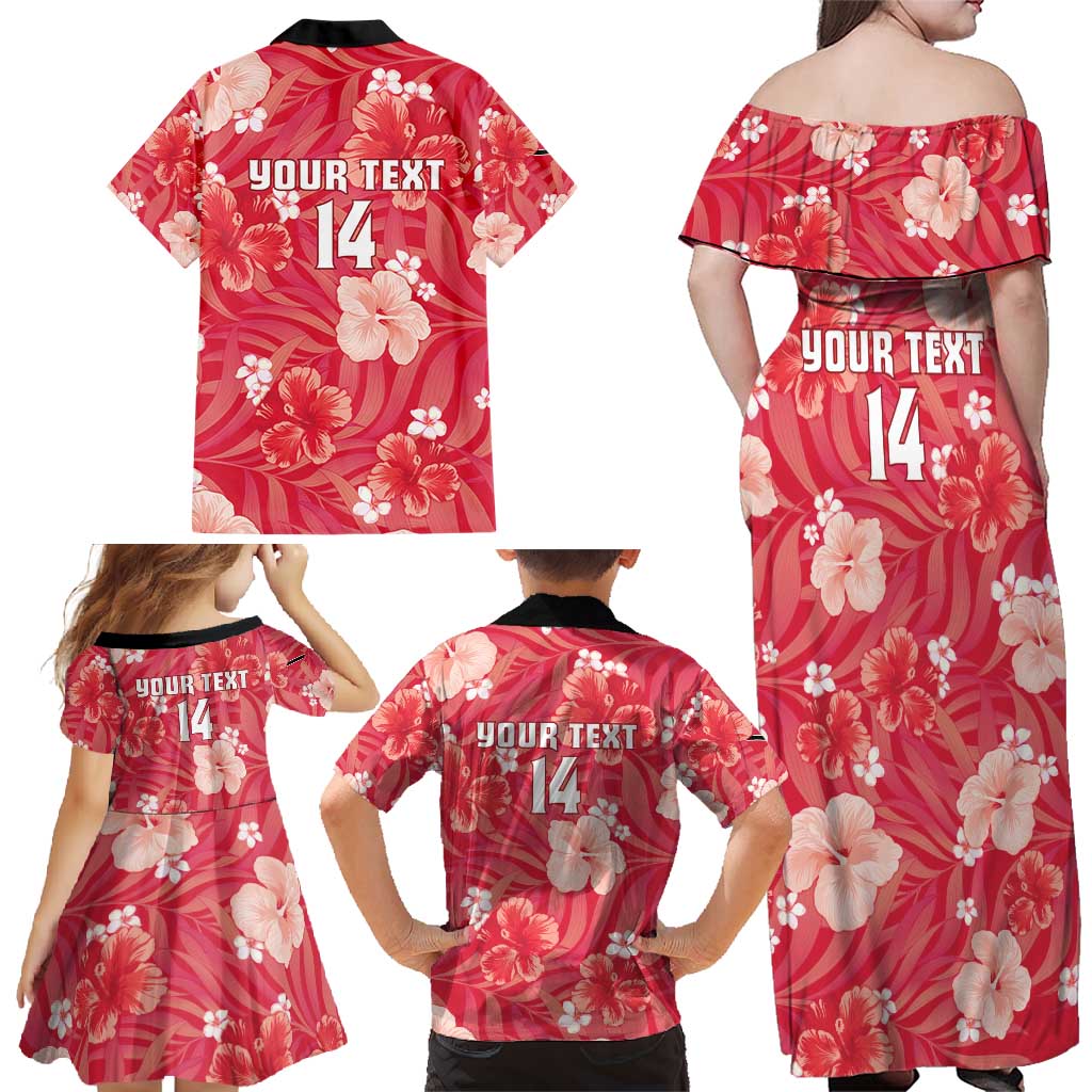 Custom Trinidad and Tobago Cricket Family Matching Off Shoulder Maxi Dress and Hawaiian Shirt 2025 Go Knight Riders Tropical Style - Wonder Print Shop