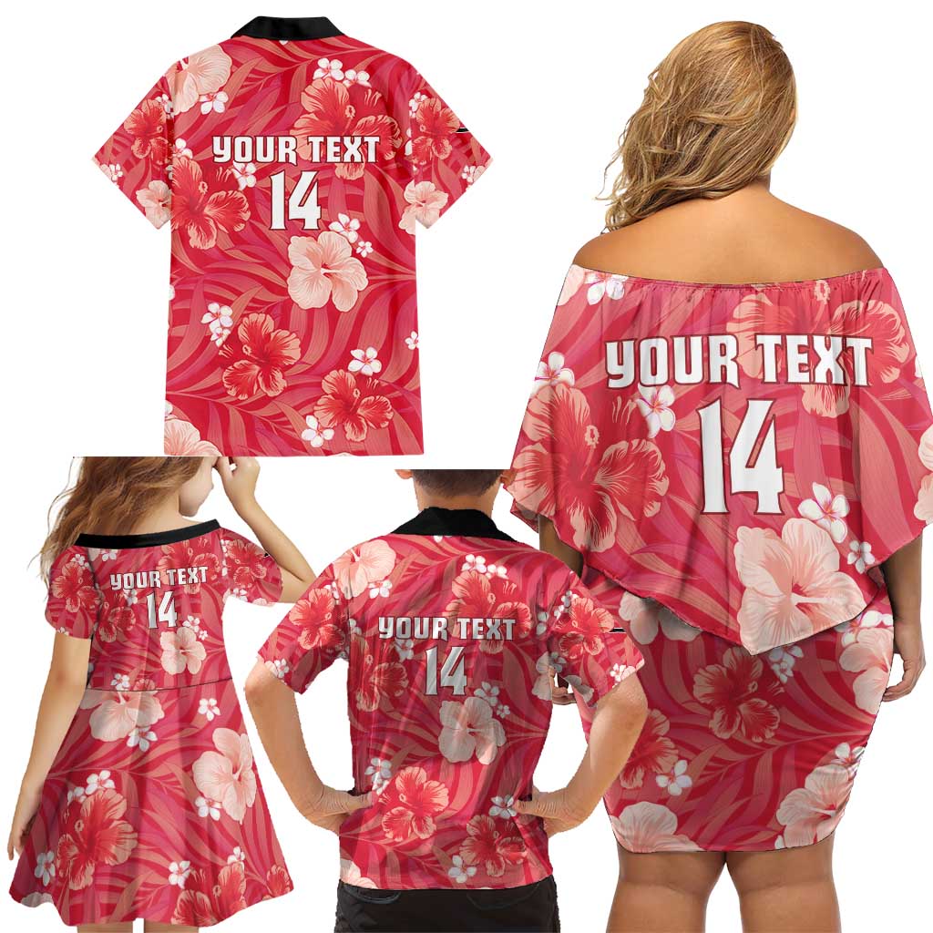Custom Trinidad and Tobago Cricket Family Matching Off Shoulder Short Dress and Hawaiian Shirt 2025 Go Knight Riders Tropical Style - Wonder Print Shop