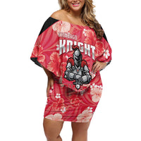 Custom Trinidad and Tobago Cricket Family Matching Off Shoulder Short Dress and Hawaiian Shirt 2025 Go Knight Riders Tropical Style - Wonder Print Shop