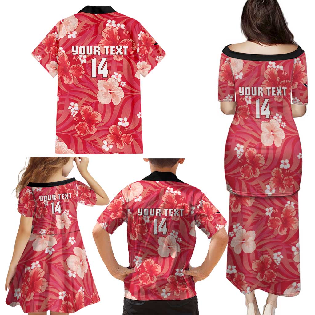 Custom Trinidad and Tobago Cricket Family Matching Puletasi and Hawaiian Shirt 2025 Go Knight Riders Tropical Style - Wonder Print Shop