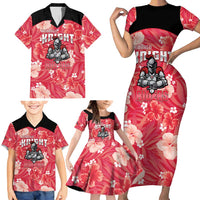 Custom Trinidad and Tobago Cricket Family Matching Short Sleeve Bodycon Dress and Hawaiian Shirt 2025 Go Knight Riders Tropical Style - Wonder Print Shop