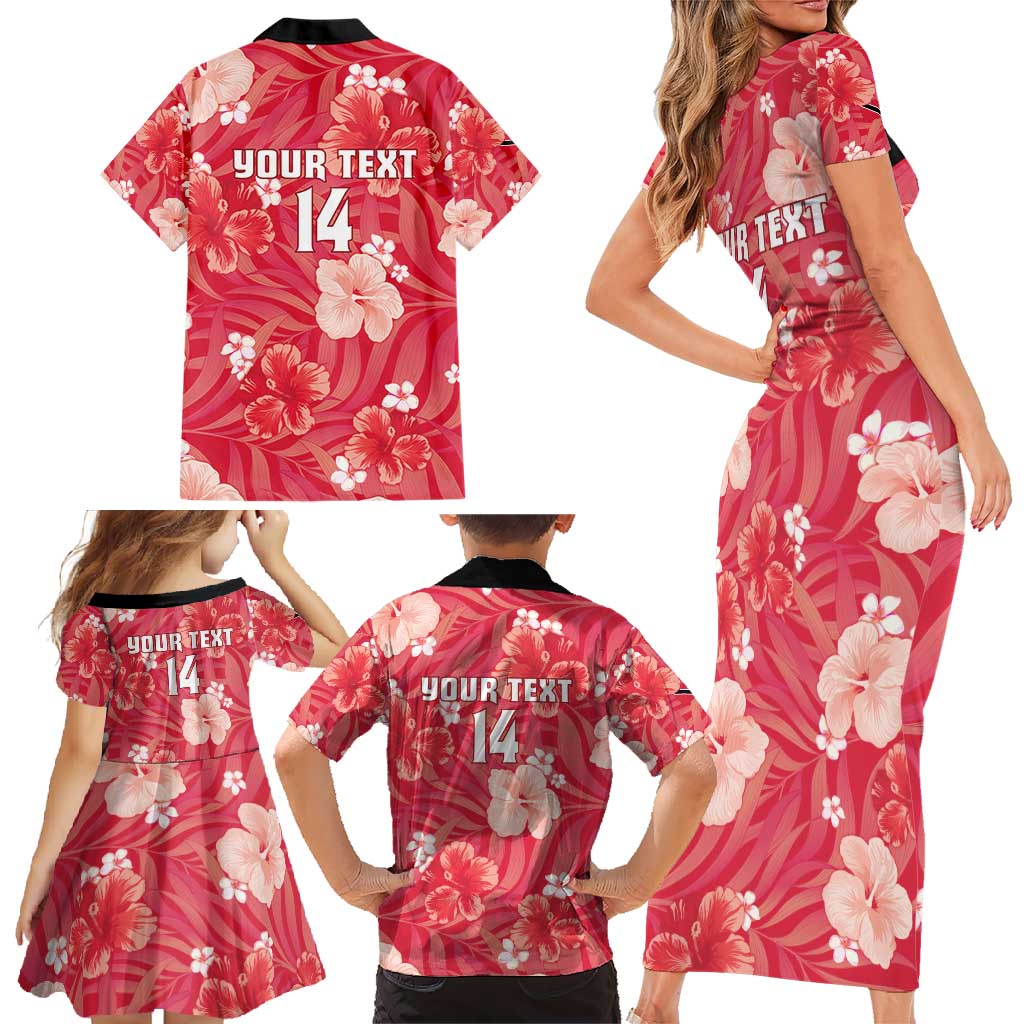 Custom Trinidad and Tobago Cricket Family Matching Short Sleeve Bodycon Dress and Hawaiian Shirt 2025 Go Knight Riders Tropical Style - Wonder Print Shop