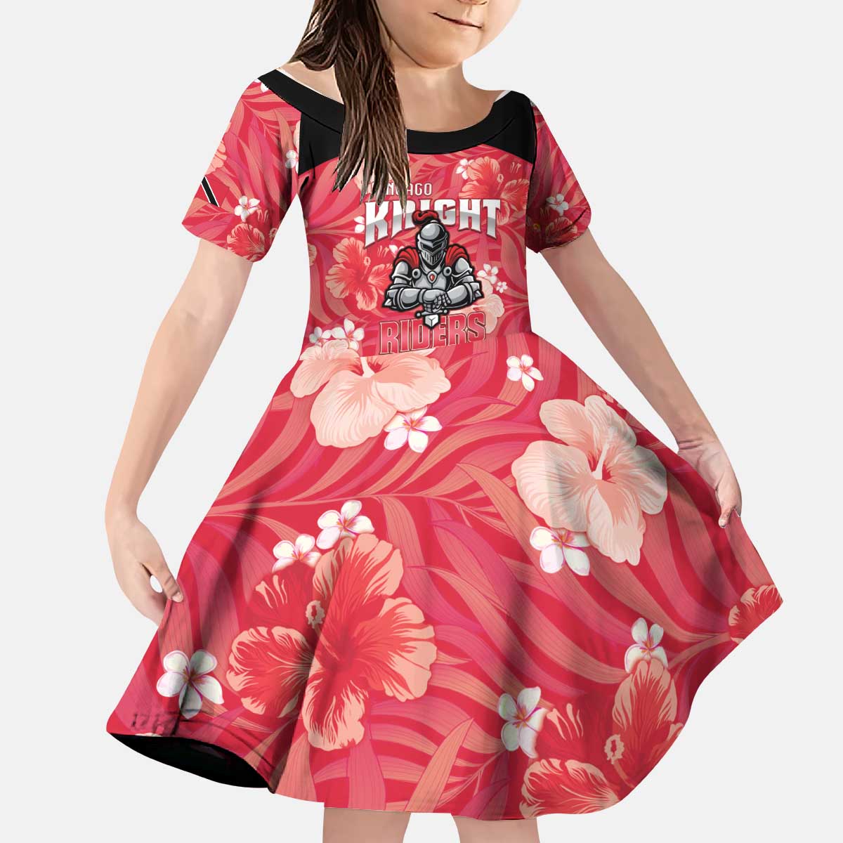 Custom Trinidad and Tobago Cricket Kid Short Sleeve Dress 2025 Go Knight Riders Tropical Style - Wonder Print Shop