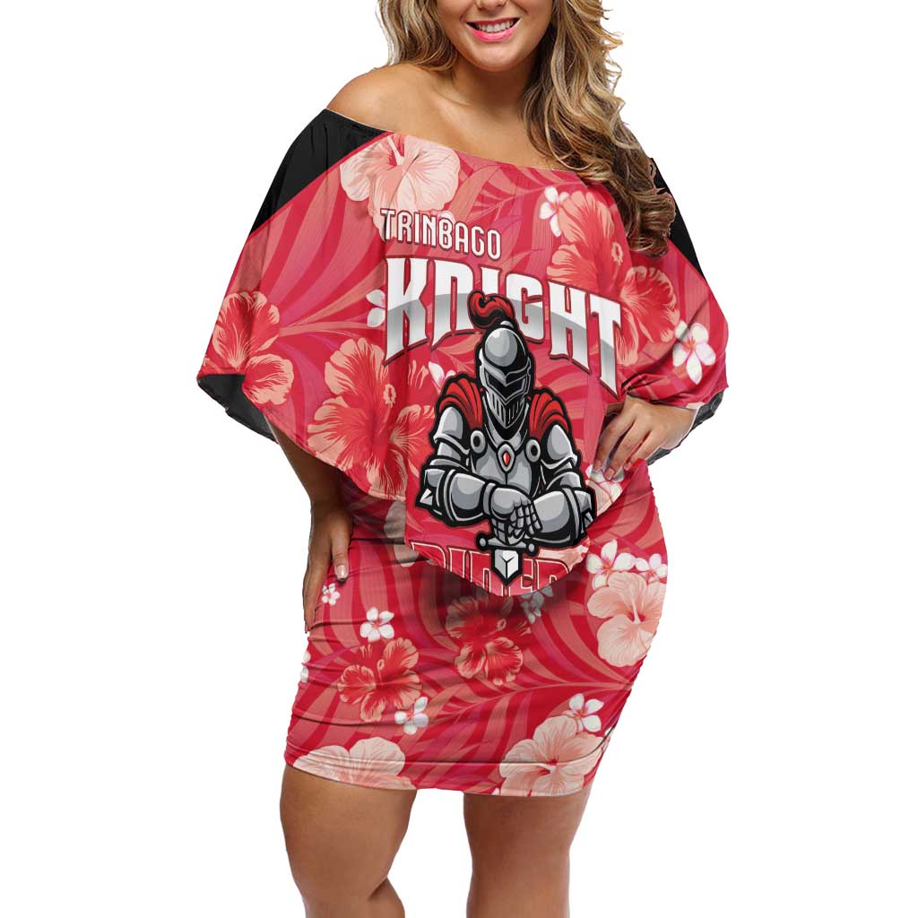 Custom Trinidad and Tobago Cricket Off Shoulder Short Dress 2025 Go Knight Riders Tropical Style - Wonder Print Shop
