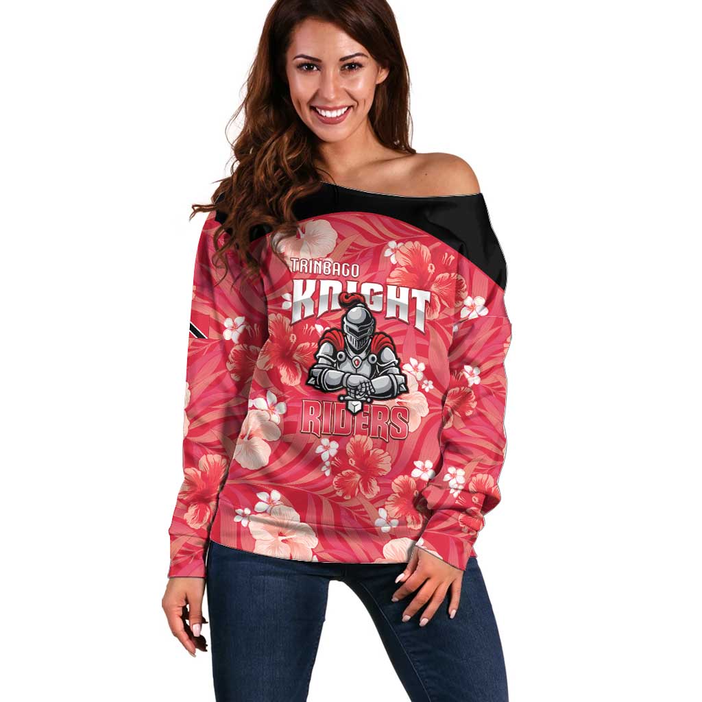Custom Trinidad and Tobago Cricket Off Shoulder Sweater 2025 Go Knight Riders Tropical Style - Wonder Print Shop