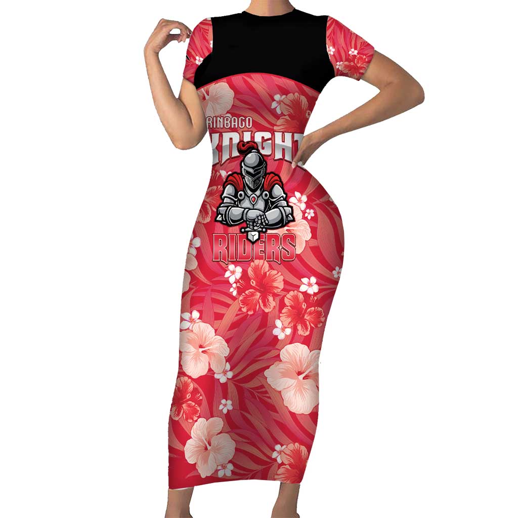 Custom Trinidad and Tobago Cricket Short Sleeve Bodycon Dress 2025 Go Knight Riders Tropical Style - Wonder Print Shop