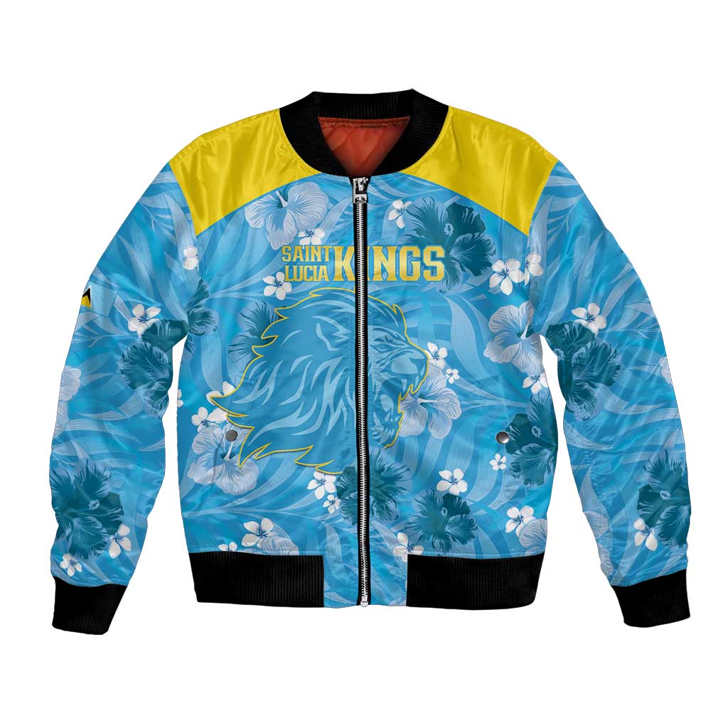 Custom Saint Lucia Kings Cricket Bomber Jacket 2025 Go Beinspired Tropical Style - Wonder Print Shop