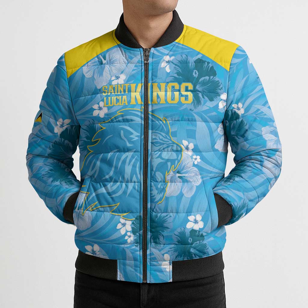 Custom Saint Lucia Kings Cricket Bomber Puffer Jacket 2025 Go Beinspired Tropical Style - Wonder Print Shop