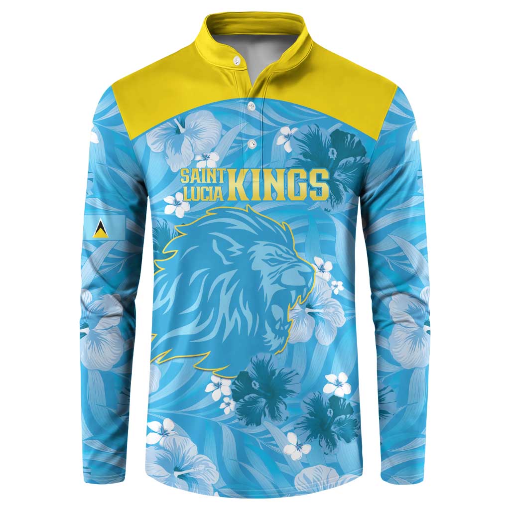 Custom Saint Lucia Kings Cricket Button Sweatshirt 2025 Go Beinspired Tropical Style - Wonder Print Shop