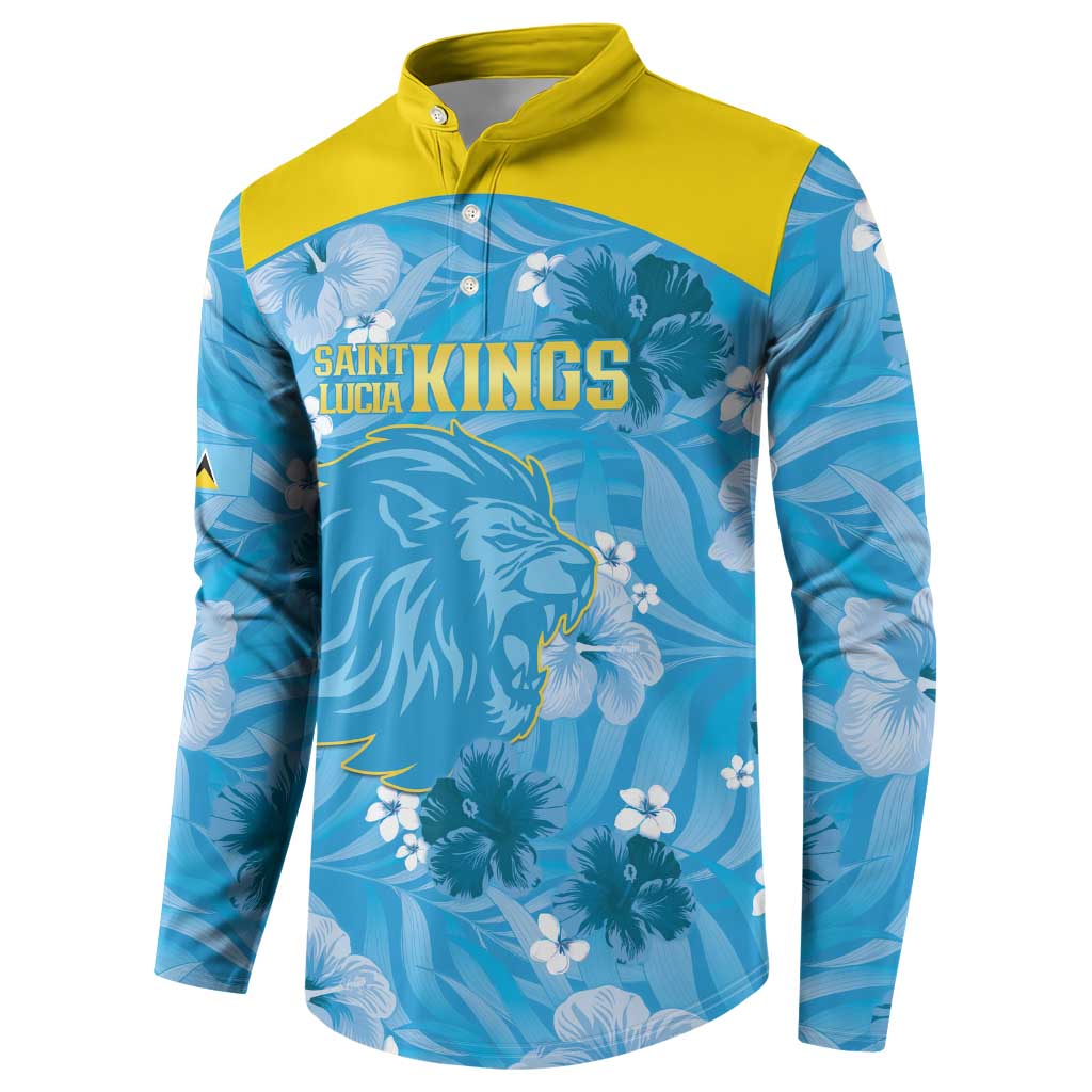 Custom Saint Lucia Kings Cricket Button Sweatshirt 2025 Go Beinspired Tropical Style - Wonder Print Shop