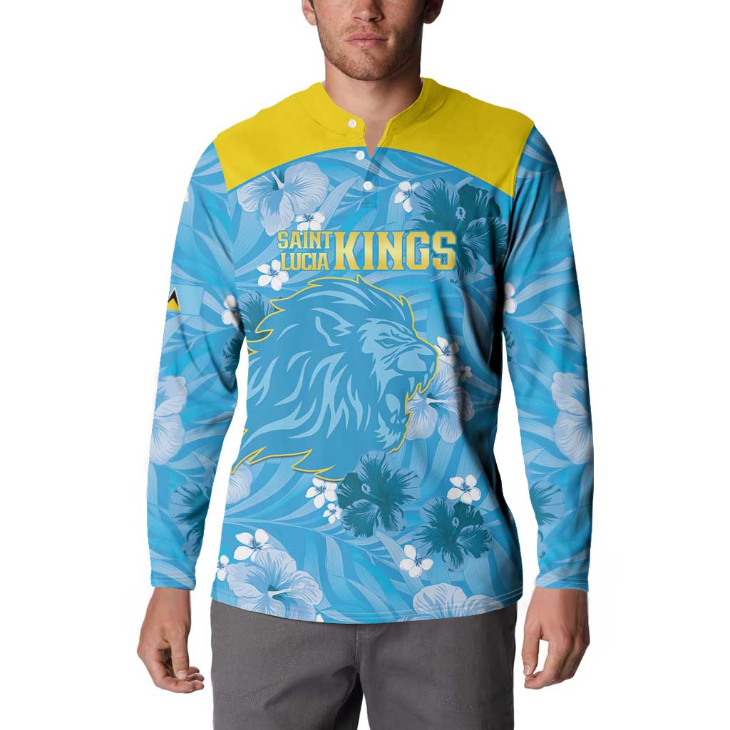 Custom Saint Lucia Kings Cricket Button Sweatshirt 2025 Go Beinspired Tropical Style - Wonder Print Shop