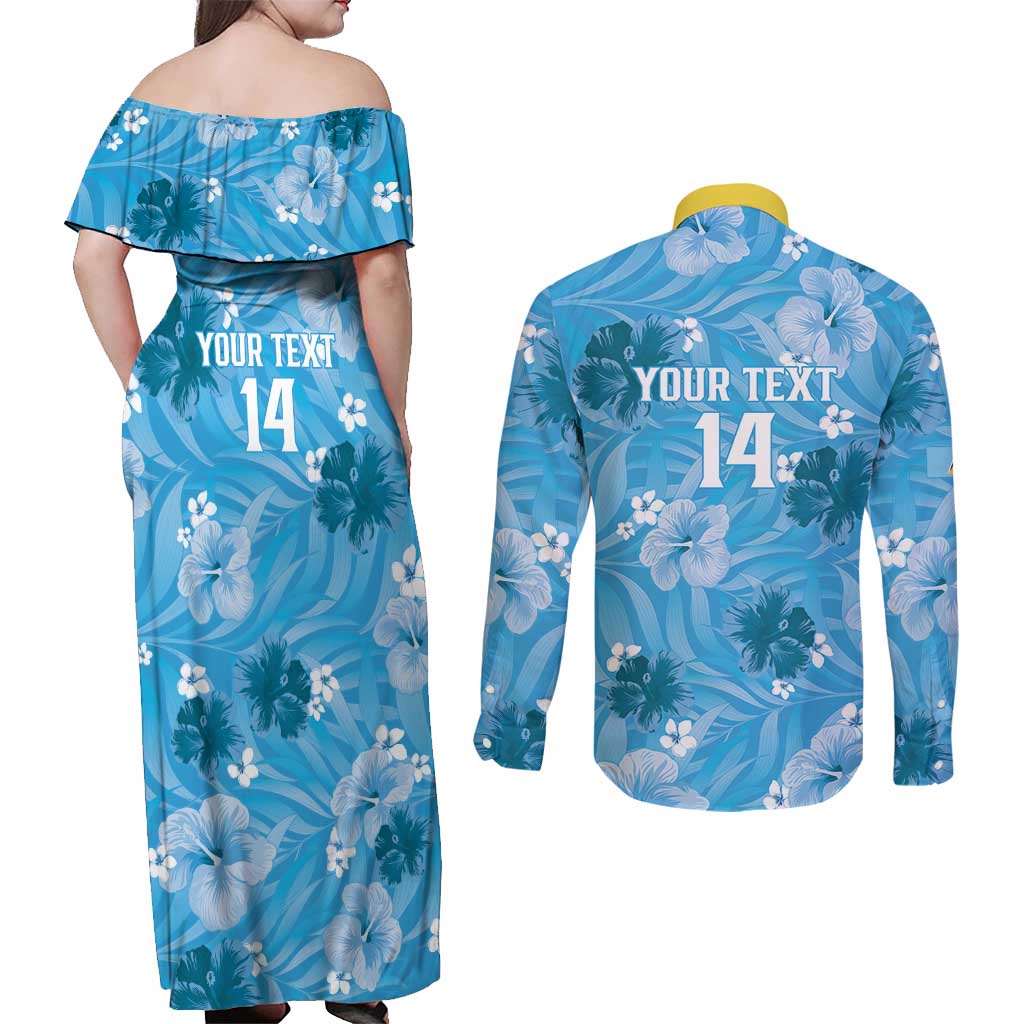 Custom Saint Lucia Kings Cricket Couples Matching Off Shoulder Maxi Dress and Long Sleeve Button Shirt 2025 Go Beinspired Tropical Style - Wonder Print Shop