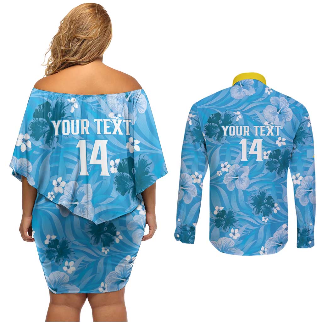 Custom Saint Lucia Kings Cricket Couples Matching Off Shoulder Short Dress and Long Sleeve Button Shirt 2025 Go Beinspired Tropical Style - Wonder Print Shop