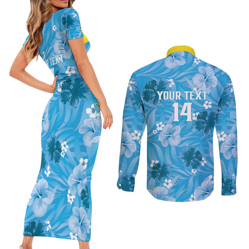 Custom Saint Lucia Kings Cricket Couples Matching Short Sleeve Bodycon Dress and Long Sleeve Button Shirt 2025 Go Beinspired Tropical Style - Wonder Print Shop