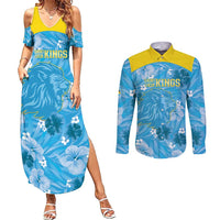 Custom Saint Lucia Kings Cricket Couples Matching Summer Maxi Dress and Long Sleeve Button Shirt 2025 Go Beinspired Tropical Style - Wonder Print Shop