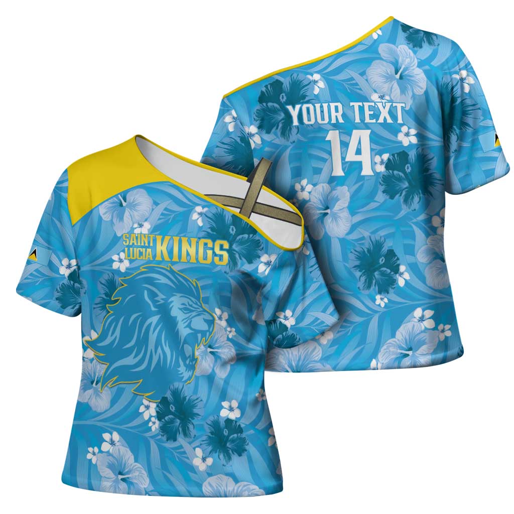 Custom Saint Lucia Kings Cricket Cross Shoulder Shirt 2025 Go Beinspired Tropical Style - Wonder Print Shop