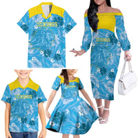 Custom Saint Lucia Kings Cricket Family Matching Off The Shoulder Long Sleeve Dress and Hawaiian Shirt 2025 Go Beinspired Tropical Style - Wonder Print Shop