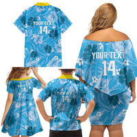 Custom Saint Lucia Kings Cricket Family Matching Off Shoulder Short Dress and Hawaiian Shirt 2025 Go Beinspired Tropical Style - Wonder Print Shop