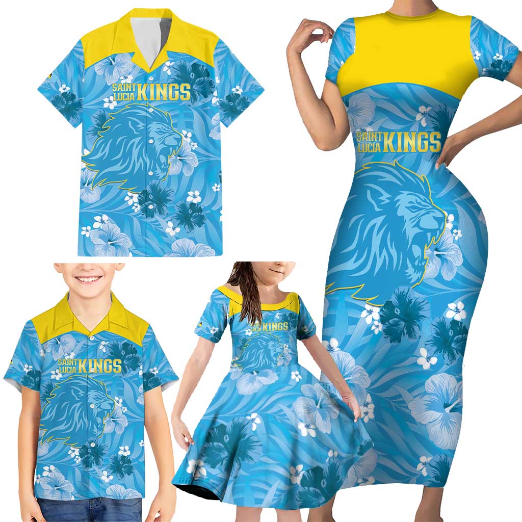 Custom Saint Lucia Kings Cricket Family Matching Short Sleeve Bodycon Dress and Hawaiian Shirt 2025 Go Beinspired Tropical Style - Wonder Print Shop
