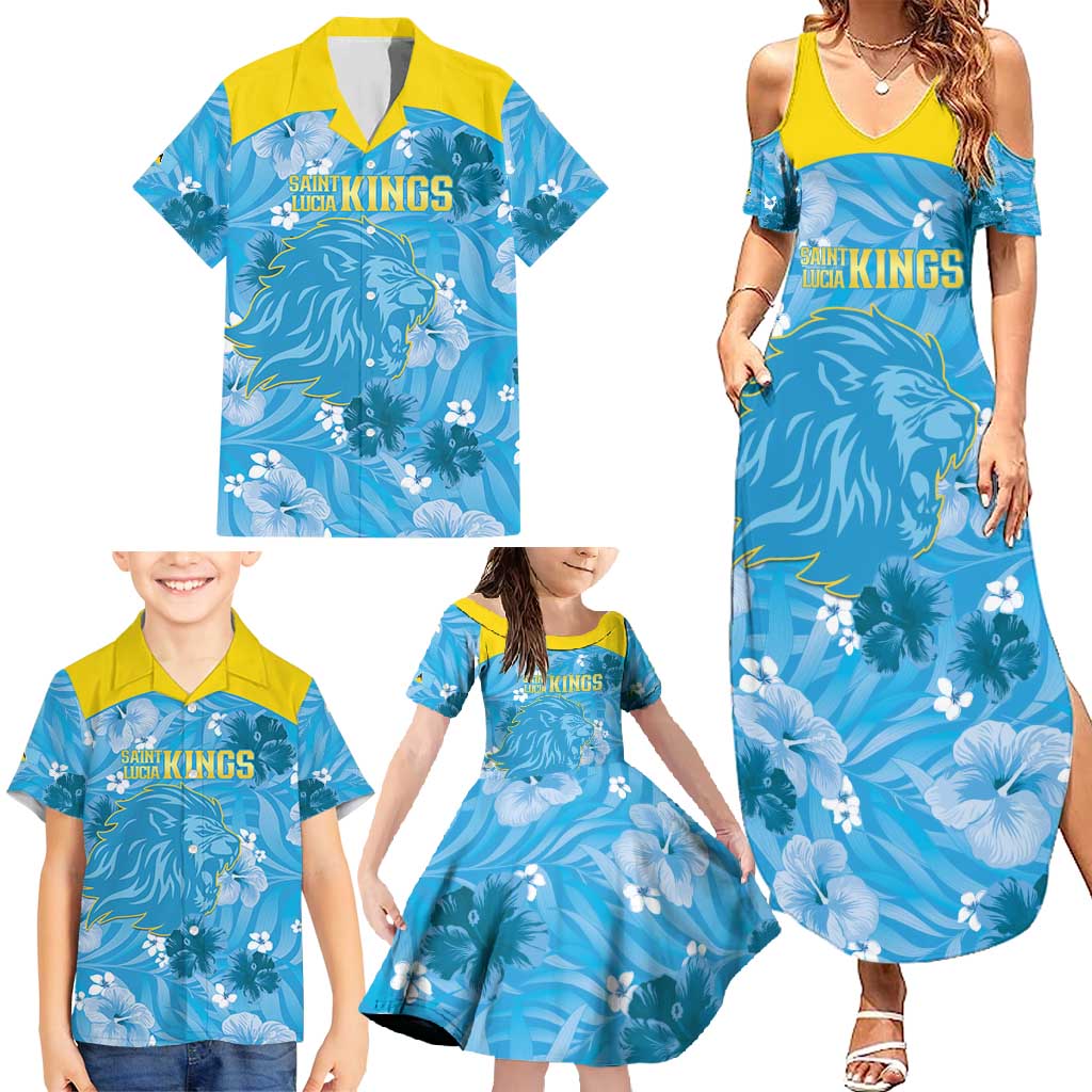 Custom Saint Lucia Kings Cricket Family Matching Summer Maxi Dress and Hawaiian Shirt 2025 Go Beinspired Tropical Style - Wonder Print Shop