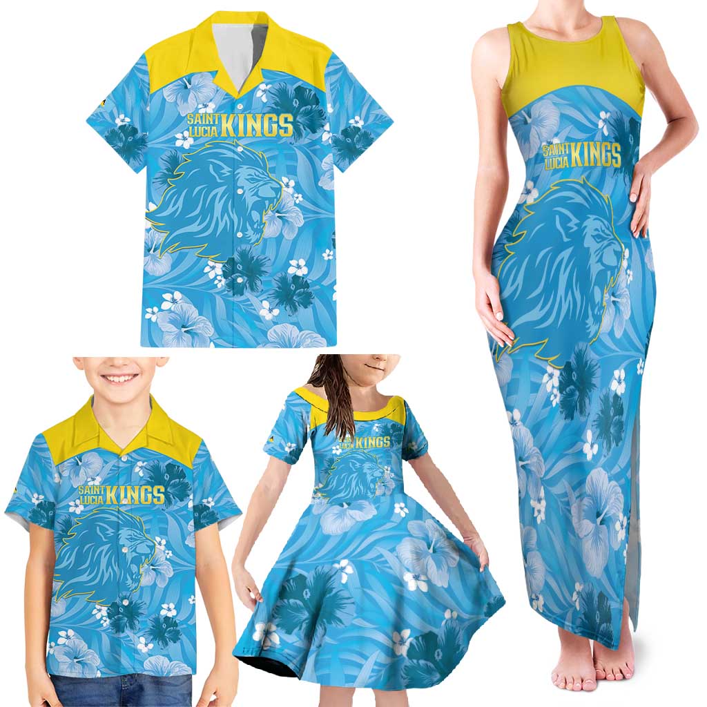 Custom Saint Lucia Kings Cricket Family Matching Tank Maxi Dress and Hawaiian Shirt 2025 Go Beinspired Tropical Style - Wonder Print Shop