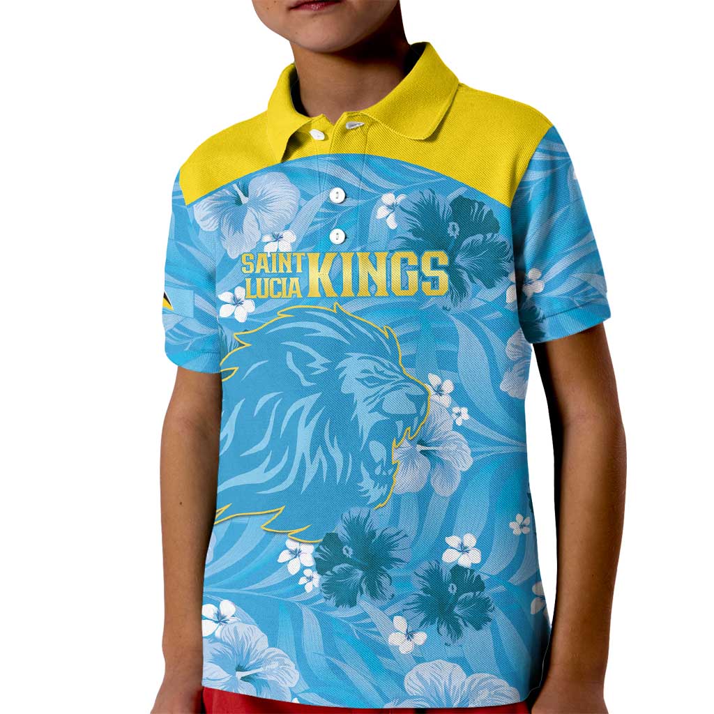Custom Saint Lucia Kings Cricket Kid Polo Shirt 2025 Go Beinspired Tropical Style - Wonder Print Shop
