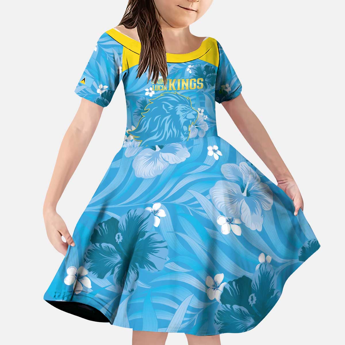 Custom Saint Lucia Kings Cricket Kid Short Sleeve Dress 2025 Go Beinspired Tropical Style - Wonder Print Shop