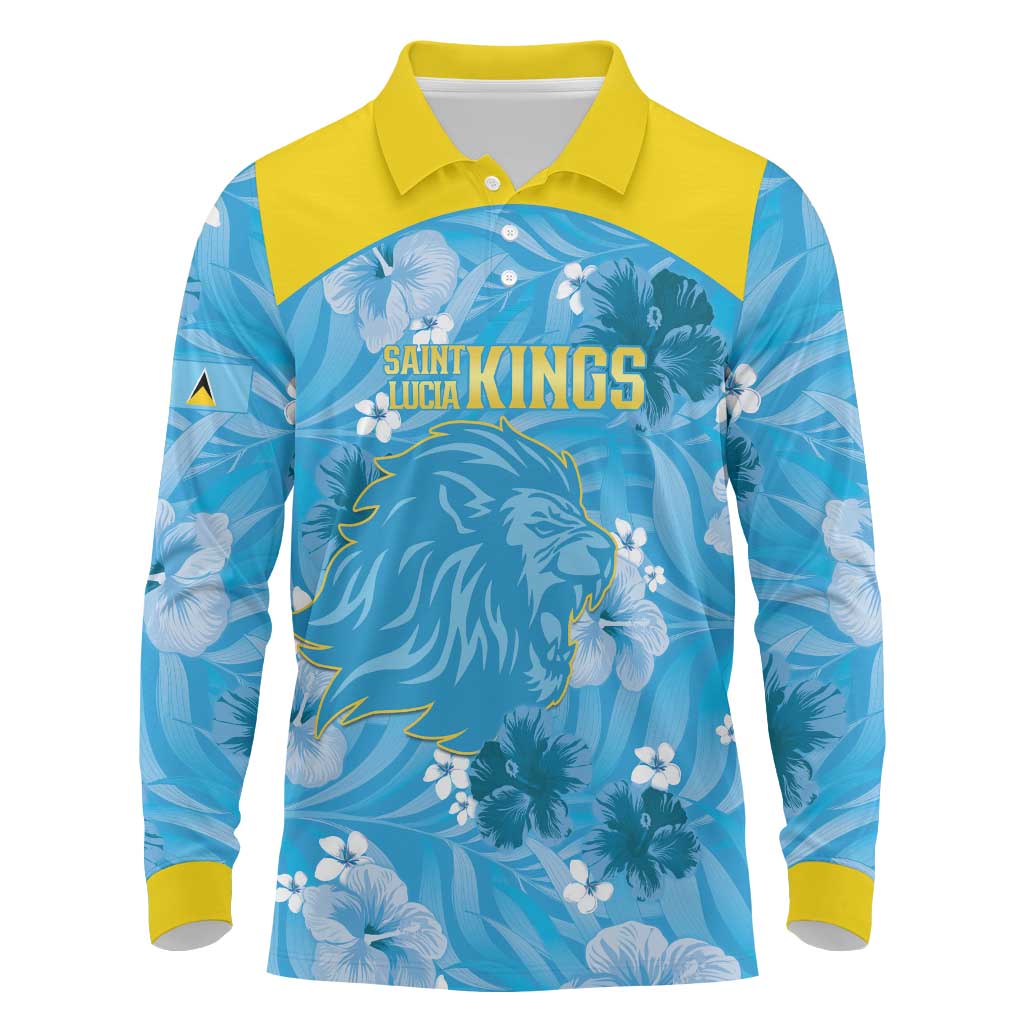 Custom Saint Lucia Kings Cricket Long Sleeve Polo Shirt 2025 Go Beinspired Tropical Style - Wonder Print Shop
