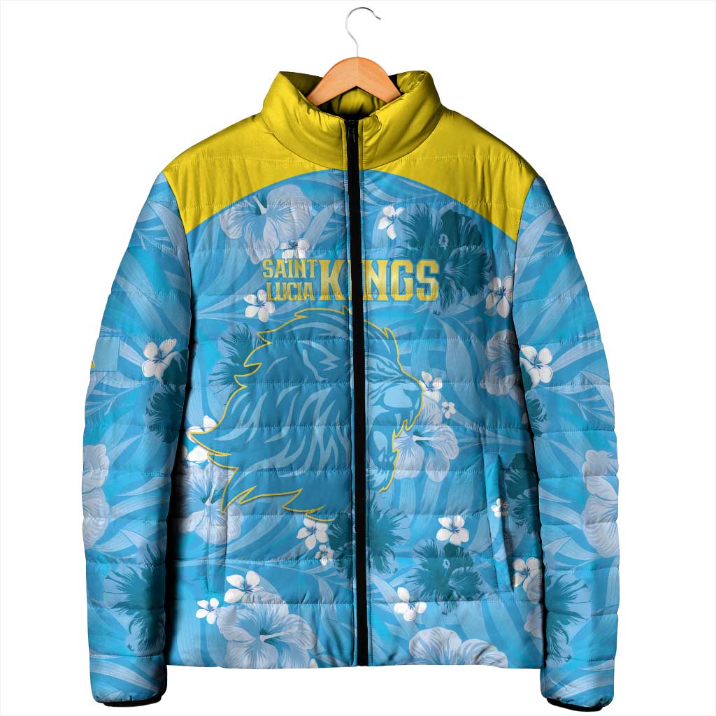 Custom Saint Lucia Kings Cricket Padded Jacket 2025 Go Beinspired Tropical Style - Wonder Print Shop
