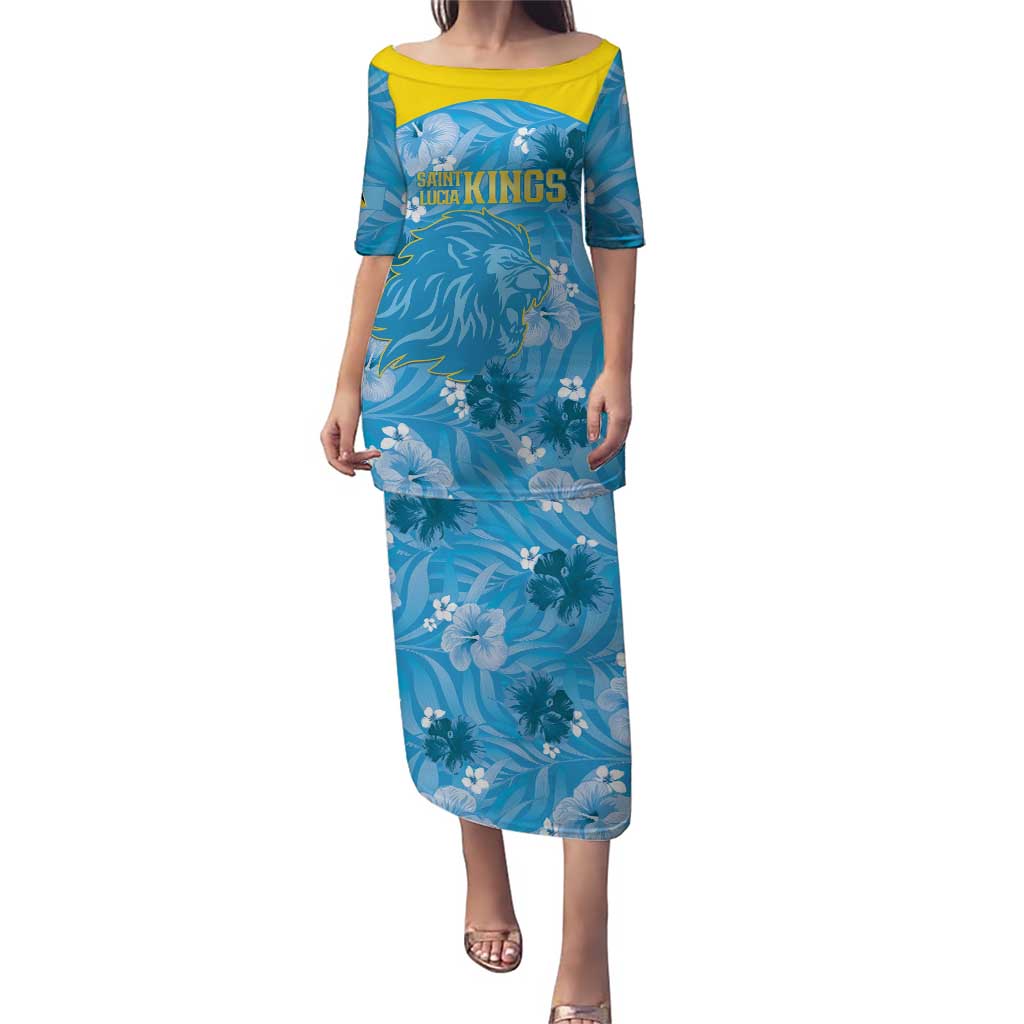 Custom Saint Lucia Kings Cricket Puletasi 2025 Go Beinspired Tropical Style - Wonder Print Shop