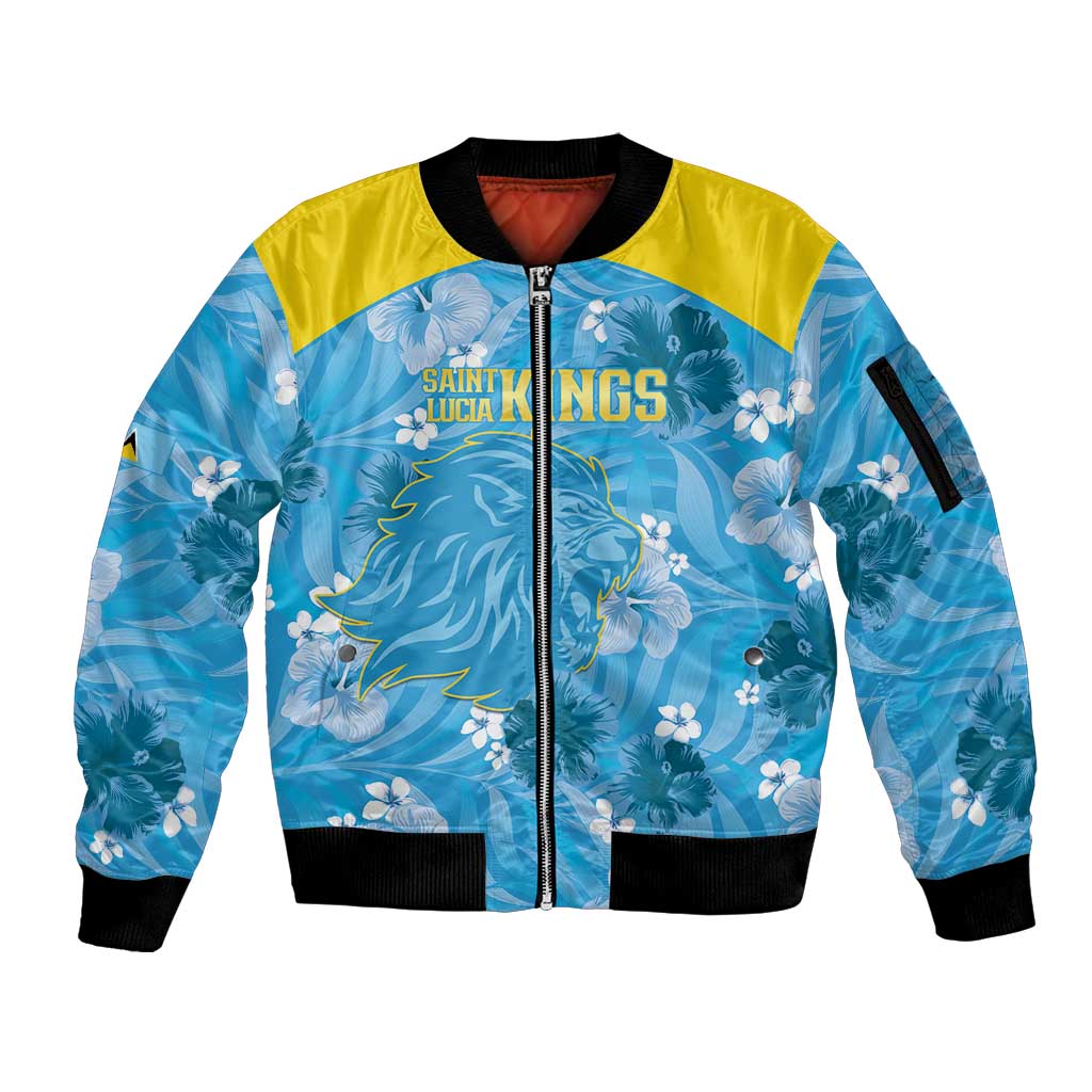 Custom Saint Lucia Kings Cricket Sleeve Zip Bomber Jacket 2025 Go Beinspired Tropical Style - Wonder Print Shop