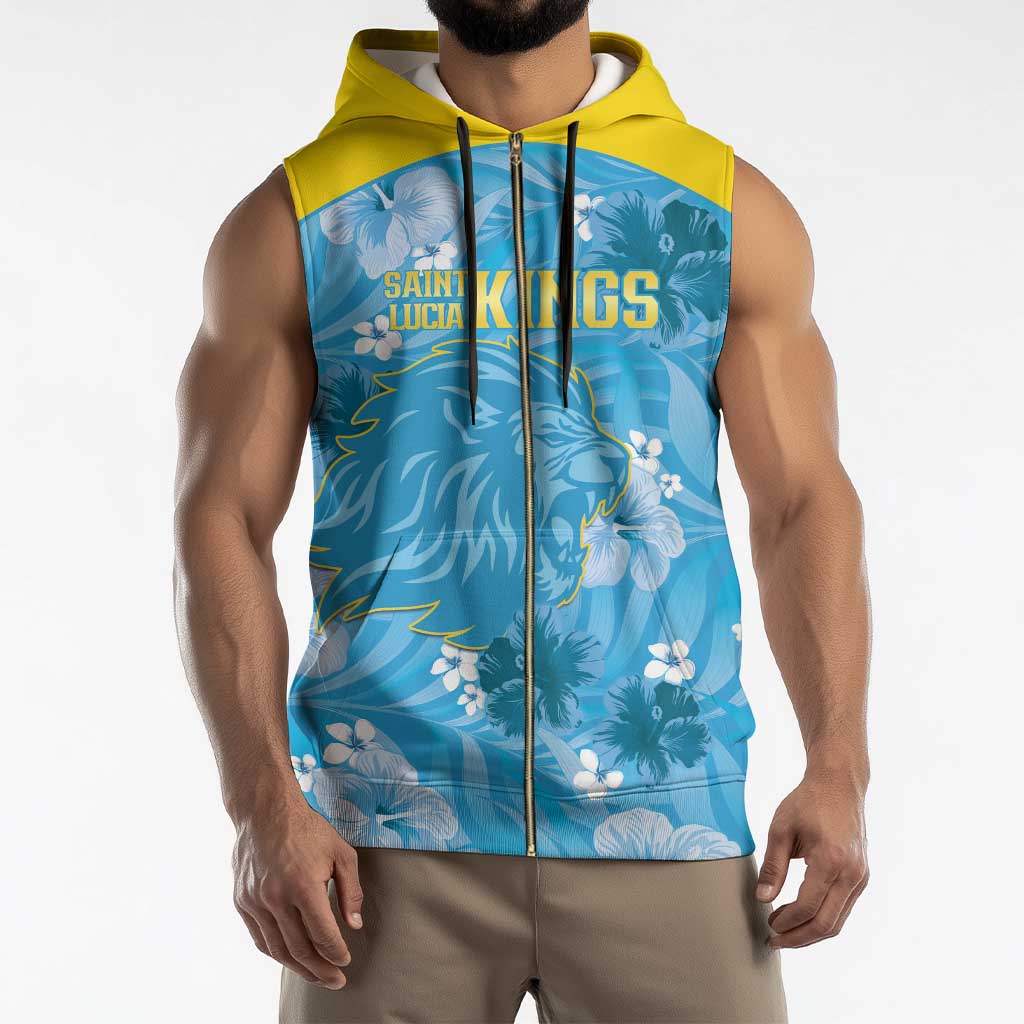 Custom Saint Lucia Kings Cricket Sleeveless Zip Hoodie 2025 Go Beinspired Tropical Style - Wonder Print Shop