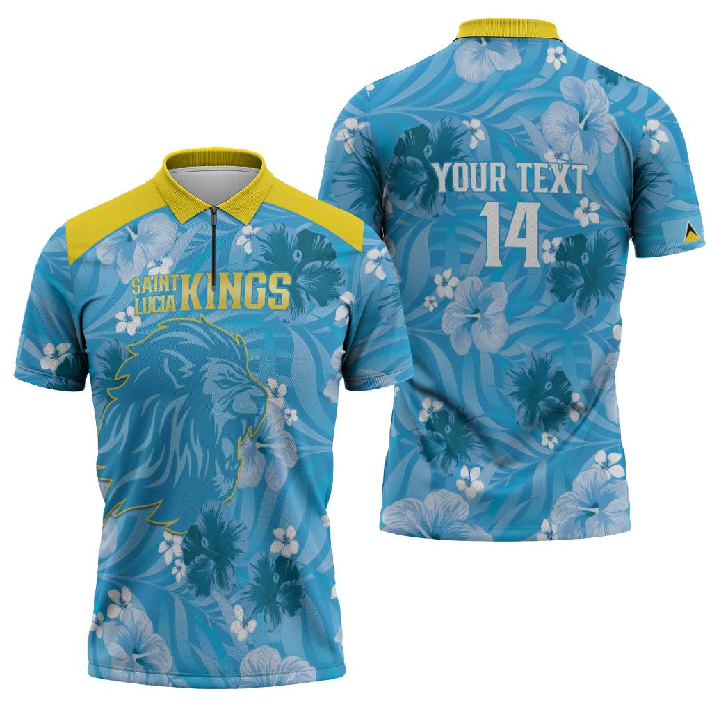 Custom Saint Lucia Kings Cricket Zipper Polo Shirt 2025 Go Beinspired Tropical Style - Wonder Print Shop