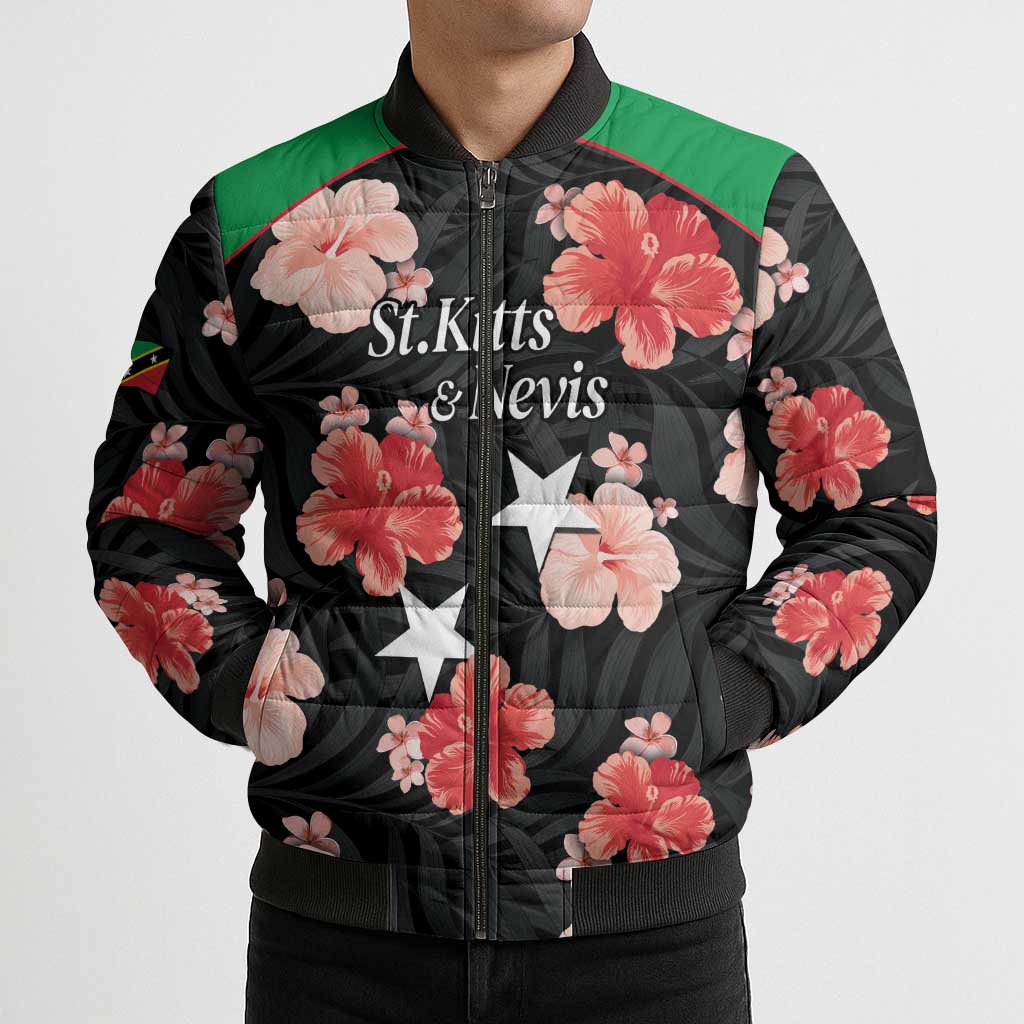 Custom Saint Kitts and Nevis Cricket Bomber Puffer Jacket 2025 Go Patriots Tropical Style - Wonder Print Shop