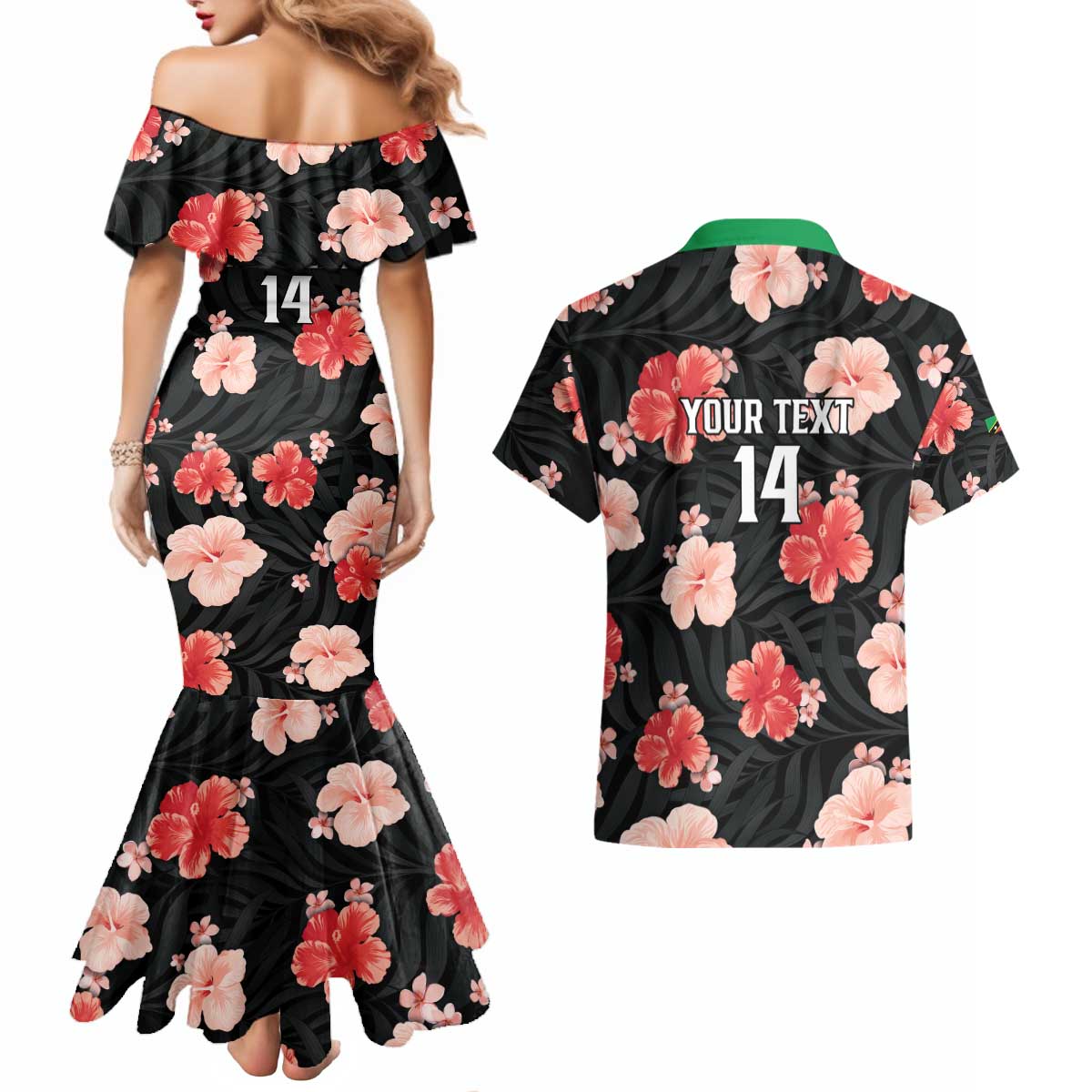 Custom Saint Kitts and Nevis Cricket Couples Matching Mermaid Dress and Hawaiian Shirt 2025 Go Patriots Tropical Style - Wonder Print Shop